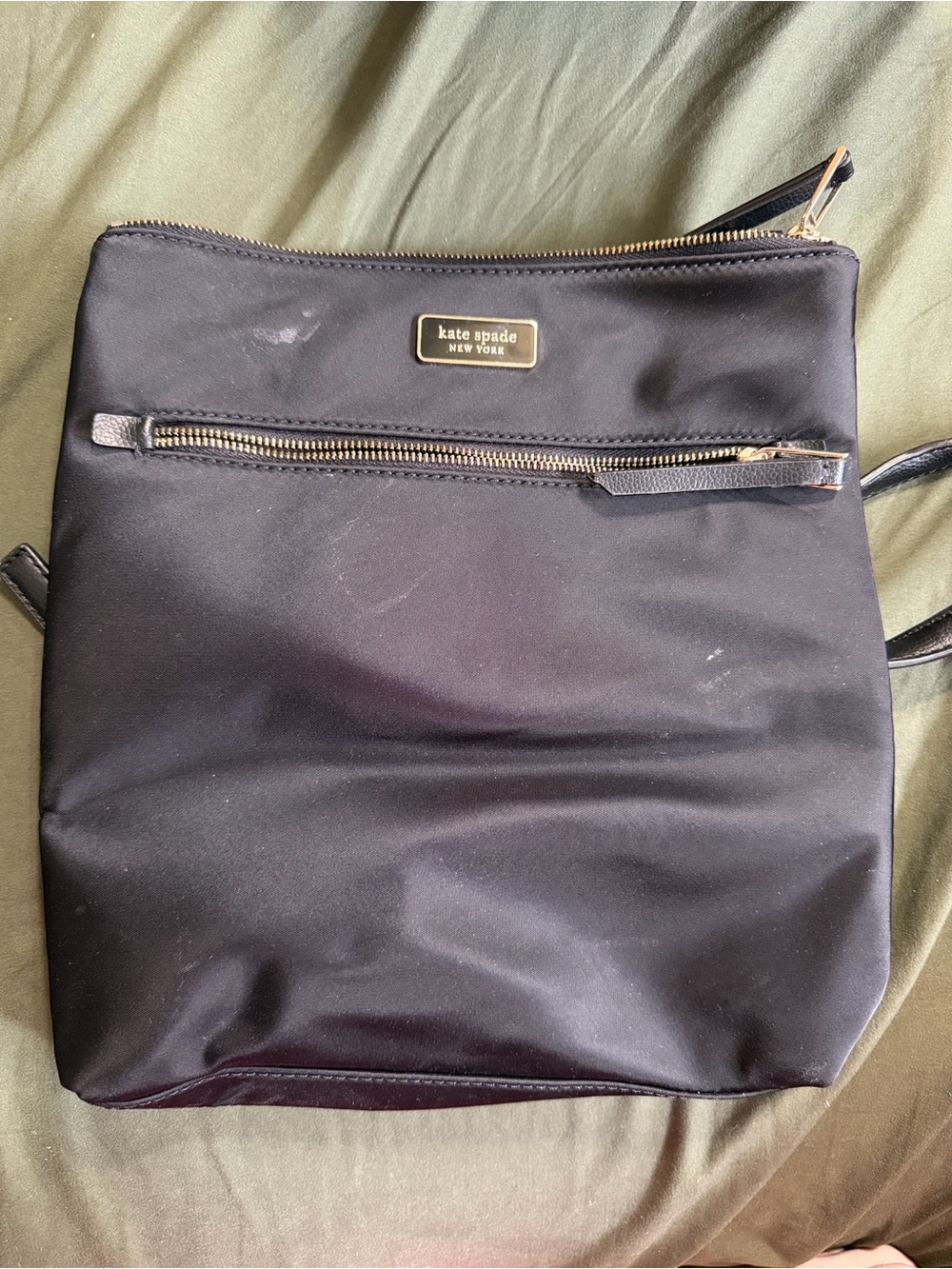 kate spade black nylon backpack crossbody with gold hardware